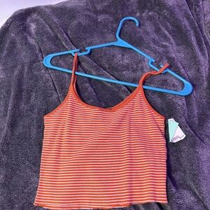 Orange and white striped tank top